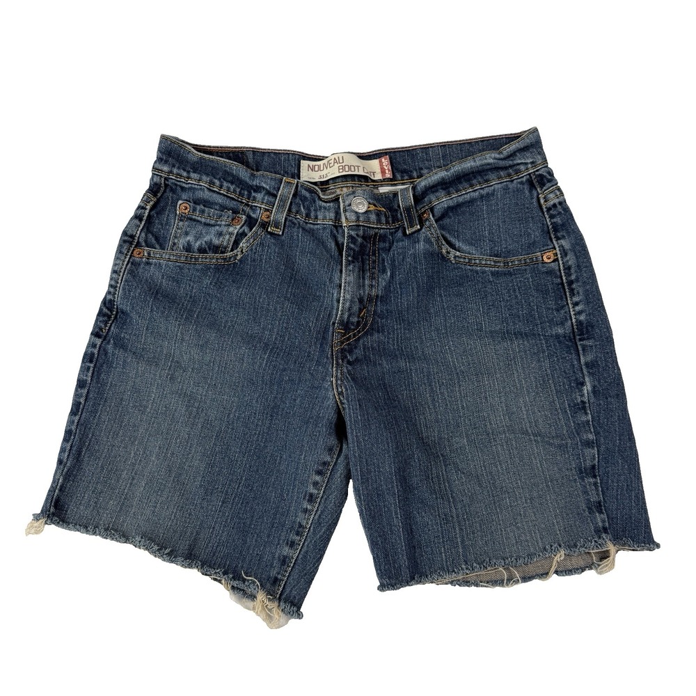 Vintage Levis 515 Shorts Womens Size 8 (30 Waist) Distressed Mid Rise Blue